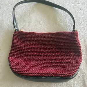 Handcrafted Burgundy Knit Shoulder Bag